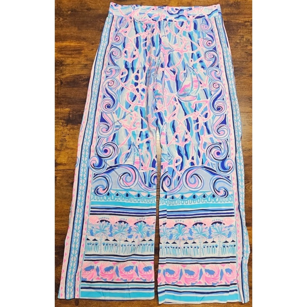 Lilly Pulitzer Reel Nauti Bal Harbor Pants Colorful Wide Leg Pants Women's Large